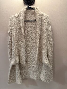 Hem & Thread Cream Eyelash Popcorn Knit Open Front Cape Vest One Size OSFM